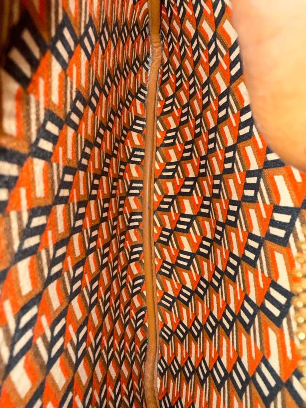 MCM Multicolor Geometric Lined Pouch with Cognac Trim - Picture 4 of 14